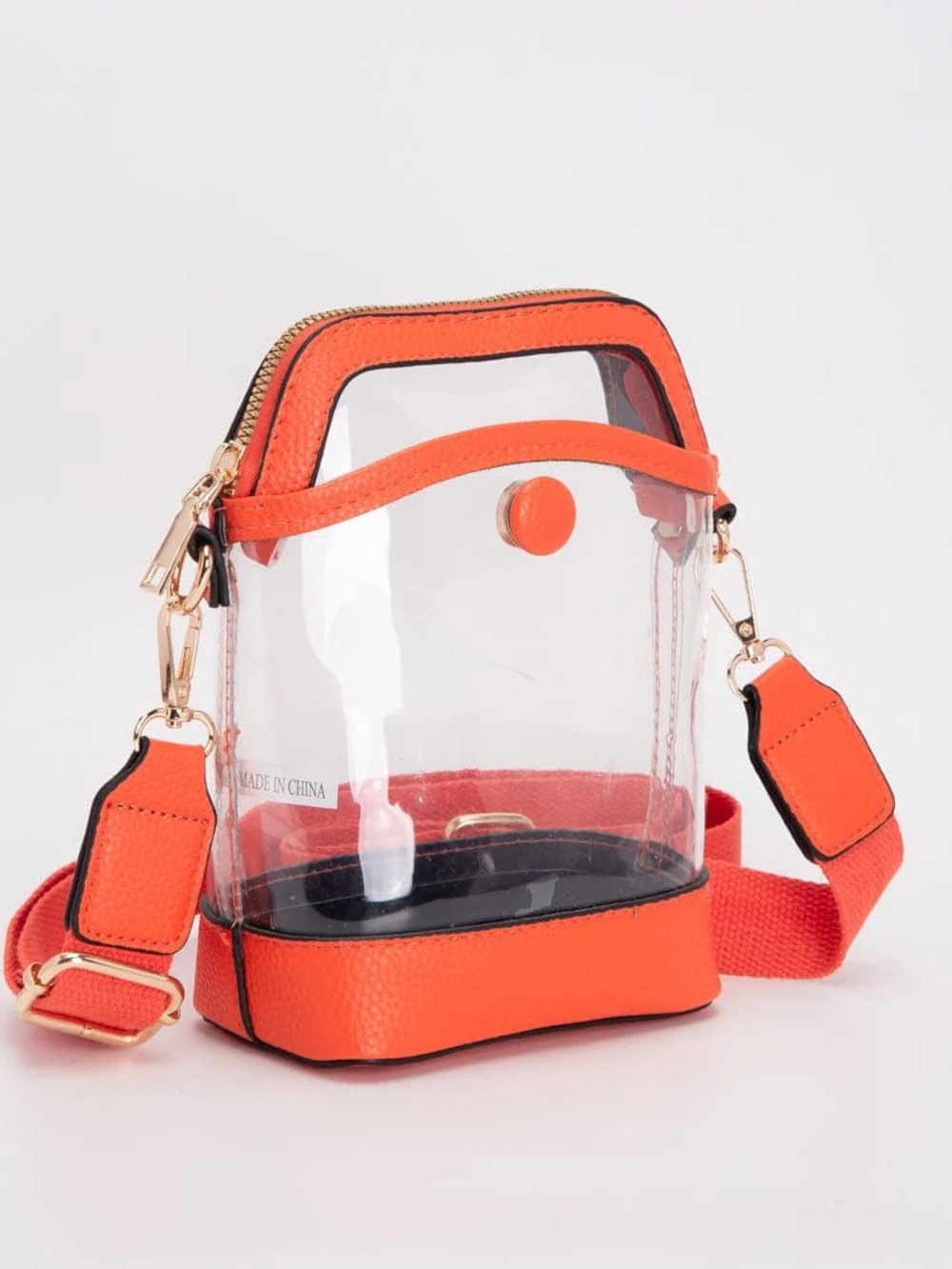 Clear Orange Trim Crossbody Bag